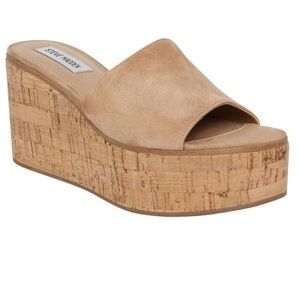 Steve Madden Desiree Camel Suede Leather Miles Slides Sandals size 7 y2k